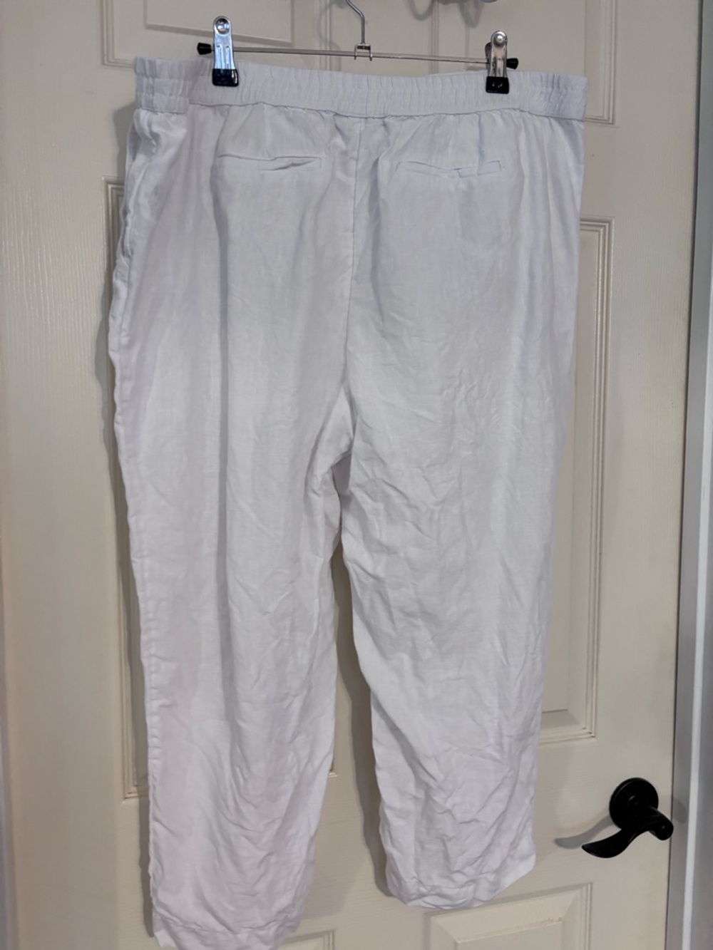 Charter Club White Linen Elastic Waist Linen Pants - Picture 2 of 5